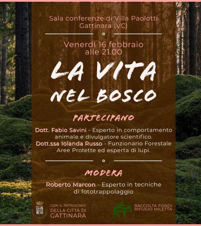 A Gattinara una serata dedicata alla “VITA NEL BOSCO”