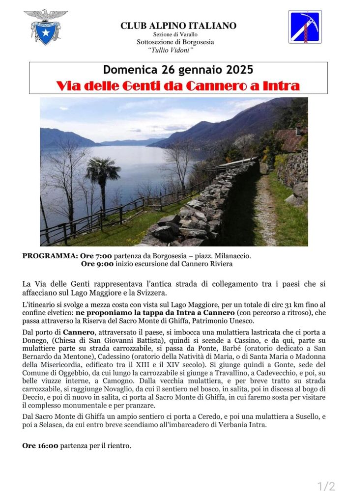 La locandina della gita del Cai di Borgosesia