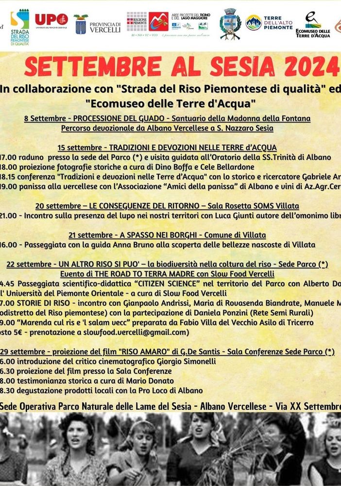 Settembre al Sesia 2024: in programma la rassegna culturale.