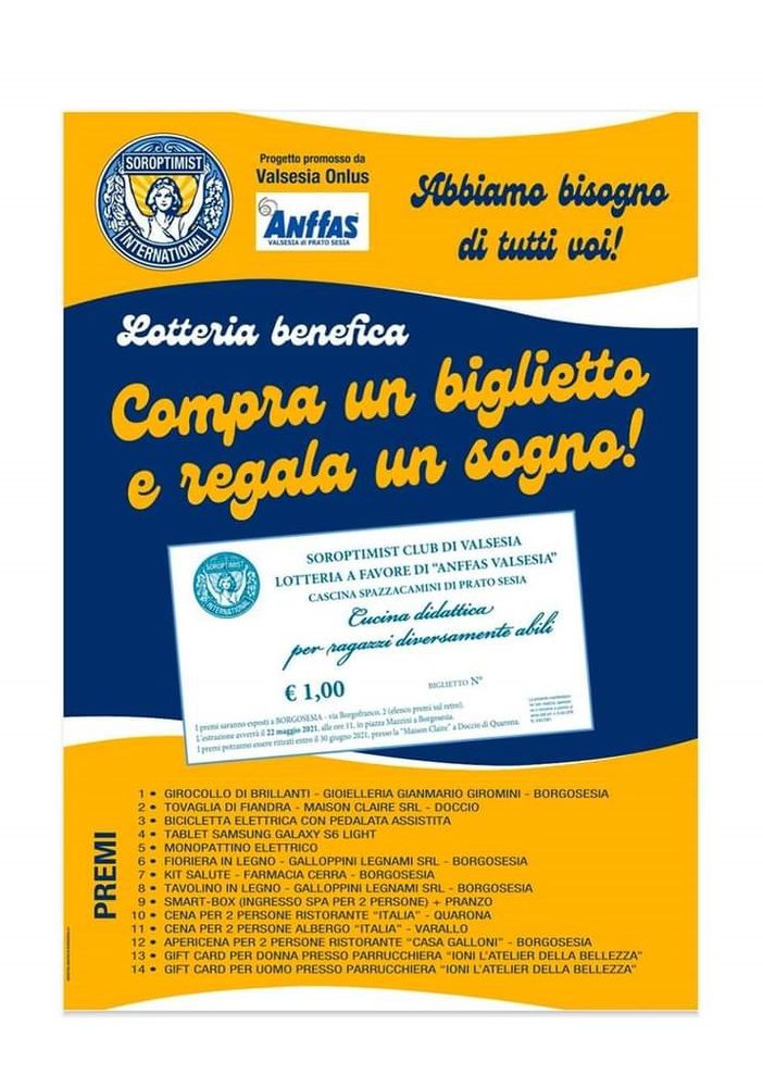 La lotteria solidale &quot;Compra un biglietto e regala un sogno&quot; raccoglie 10mila euro