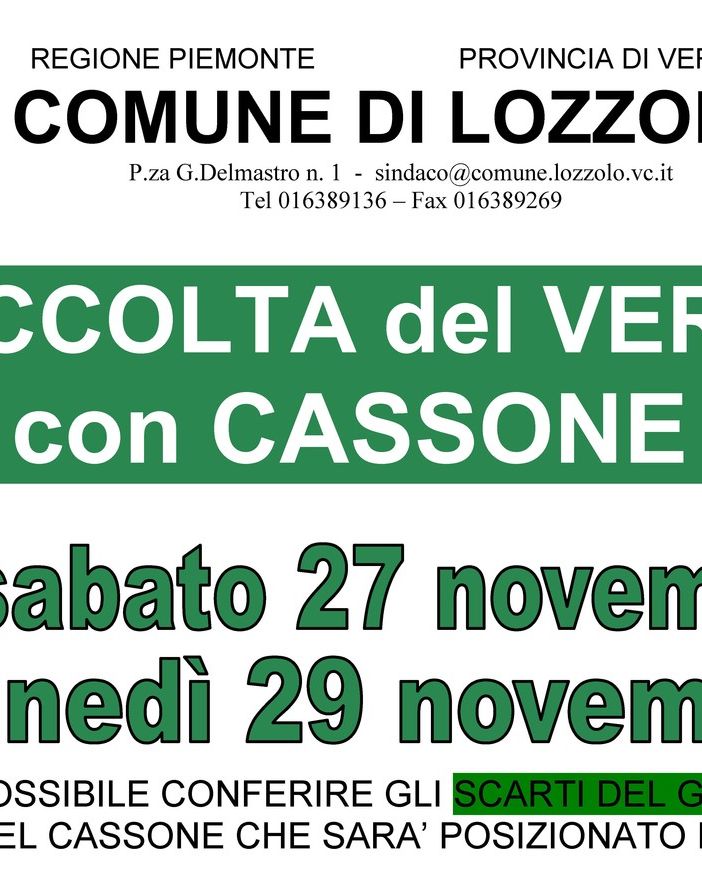 Lozzolo, ritorna il cassone verde e modifiche al servizio navetta