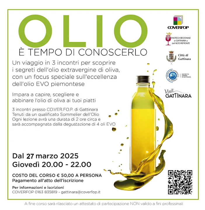 Gattinara, ultimo incontro giovedì 27 marzo per “Olio: è tempo per conoscerlo”.