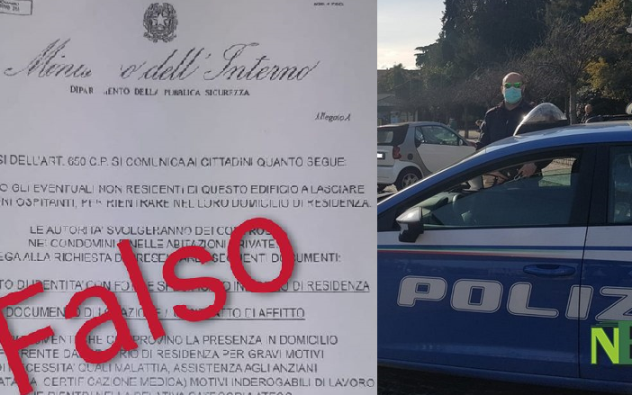 “I non residenti lascino le abitazioni. Controlli in atto”. ATTENZIONE ai falsi volantini intestati al Viminale