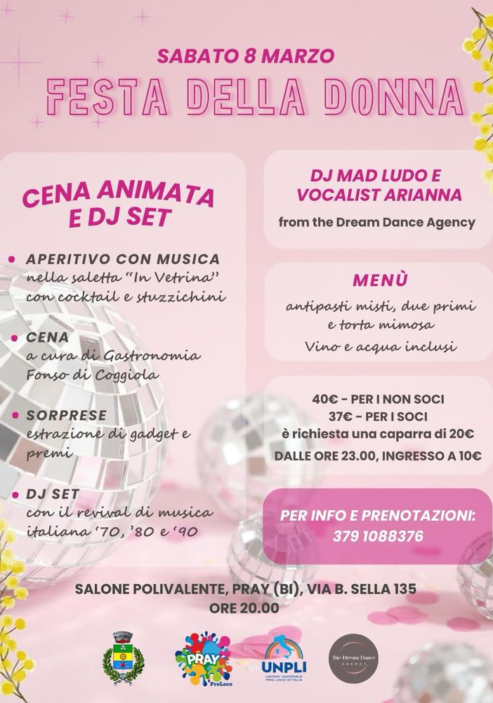 A Pray la Pro loco organizza la festa della donna