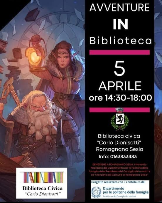 Giochi di ruolo e fantasia, evento in Biblioteca a Romagnano Sesia