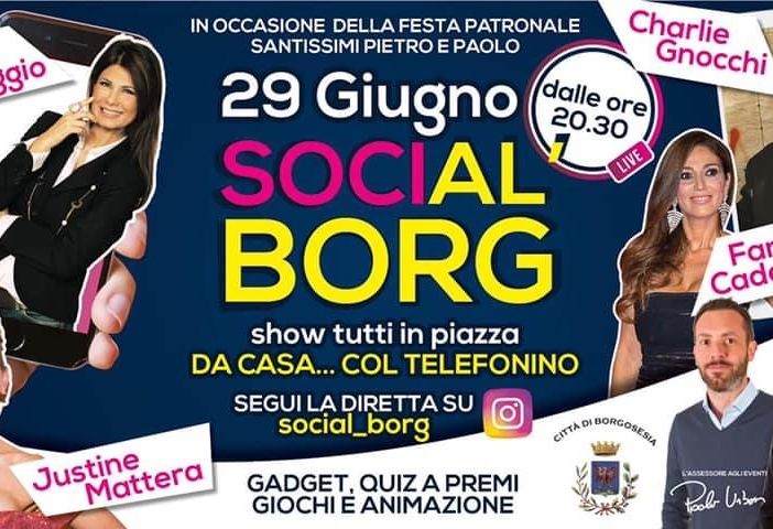 Al via SociAL BORG: PATRONALE 2.0. Charlie Gnocchi guiderà una diretta social con premi e sorprese per tutti
