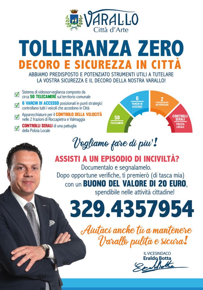 Varallo: &quot;Tolleranza zero, decoro e sicurezza in città&quot;