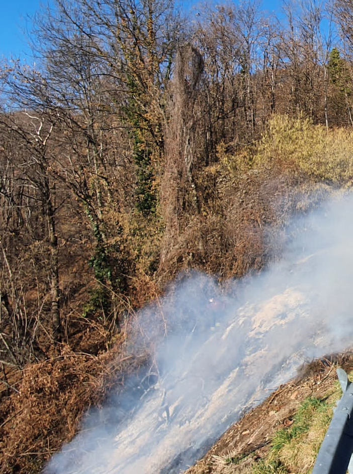 Coggiola, ancora sterpaglie a fuoco: incendio sulla strada per l’Alpe Noveis