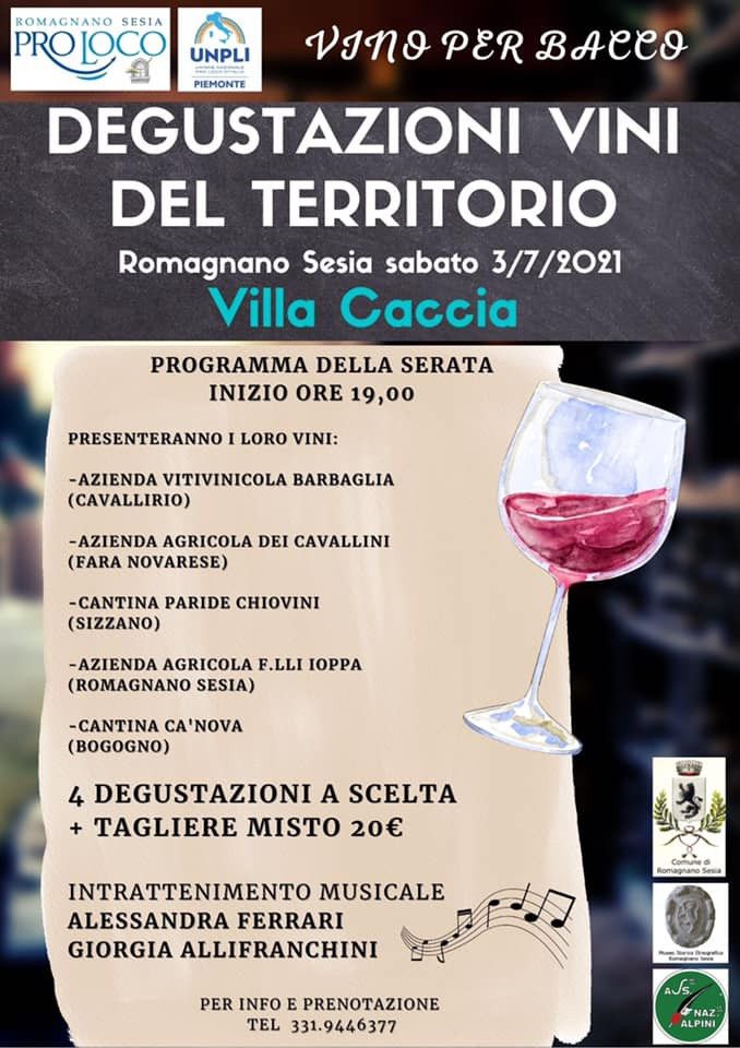 Romagnano: &quot;Vino per Bacco&quot; serata dedicata a vini del territorio