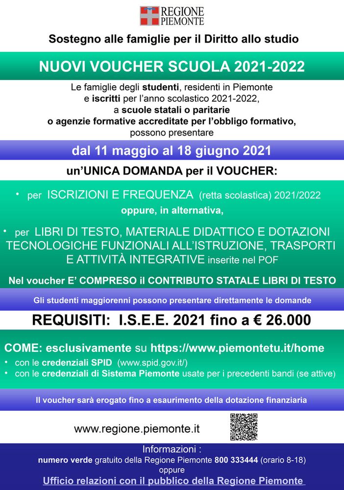 Nuovi voucher scuola 2021-2022
