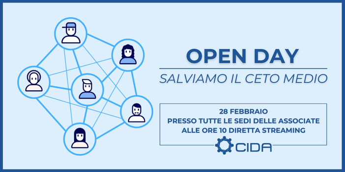CIDA lancia Open day per la Petizione "Salviamo il ceto medio" 28 febbraio Giornata di mobilitazione per il Paese
