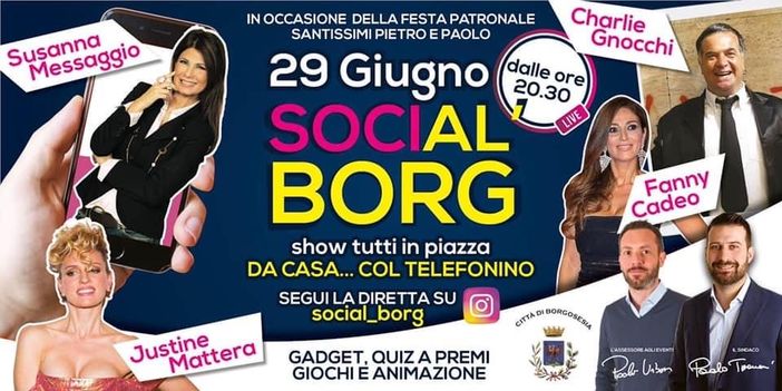 Al via SociAL BORG: PATRONALE 2.0. Charlie Gnocchi guiderà una diretta social con premi e sorprese per tutti