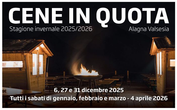 Alagna Valsesia, tornano le “Cene in Quota”: primo appuntamento il 6 dicembre nei rifugi Alpen Stop e Wittine Der Shoppf