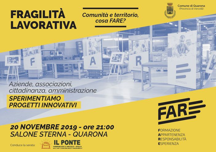 Quarona: strumenti e interventi per entrare nel mondo del lavoro con FARE