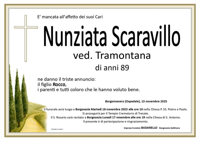 Nunziata Scaravillo, ved. Tramontana