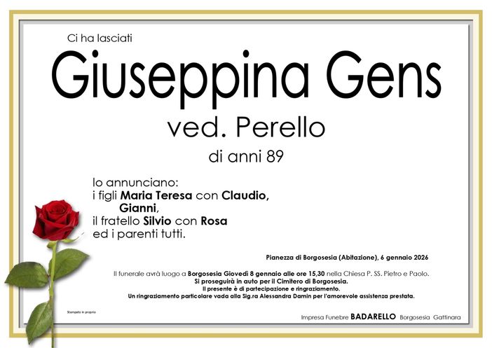 Giuseppina Gens, ved. Perello