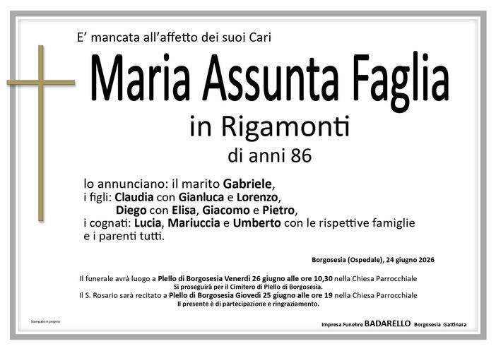 Maria Assunta Faglia, in Rigamonti