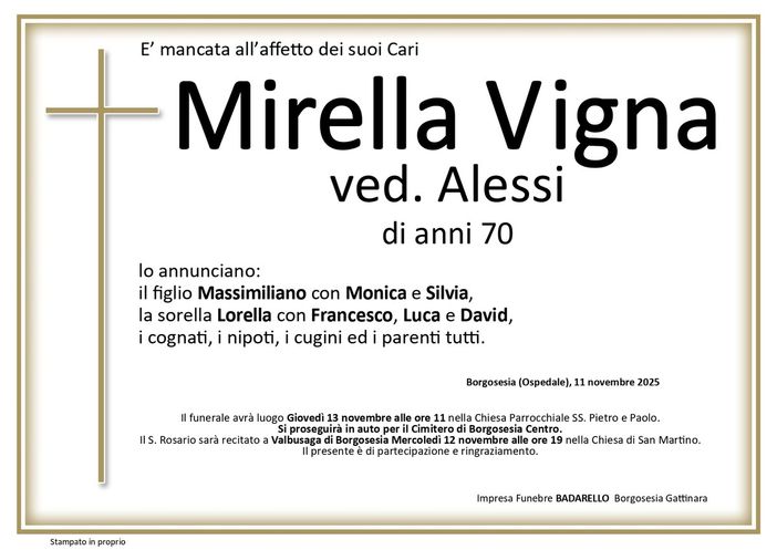 Mirella Vigna, ved. Alessi
