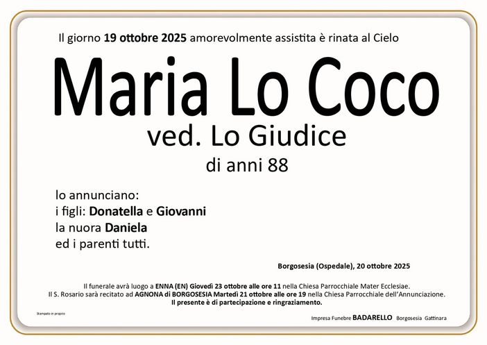 Maria Lo Coco, ved. Lo Giudice