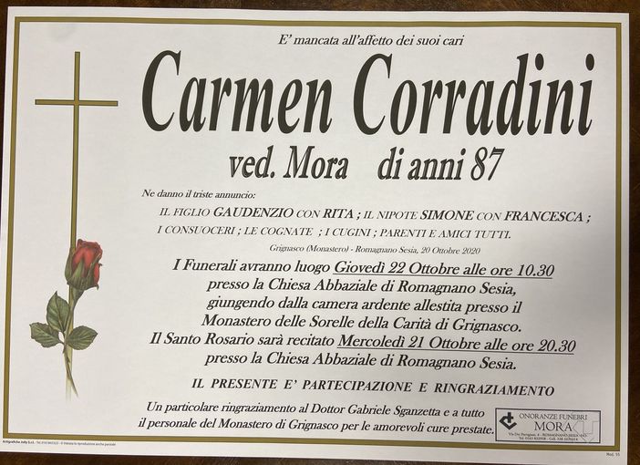 Carmen Corradini, ved. Mora