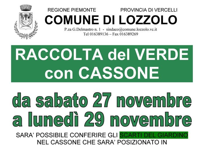 Lozzolo, ritorna il cassone verde e modifiche al servizio navetta Lozzolo, ritorna il cassone verde e modifiche al servizio navetta