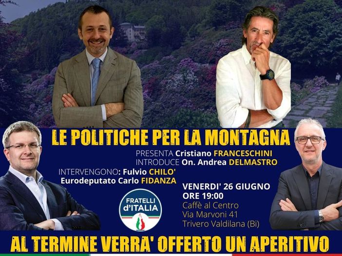 Fratelli d'Italia, incontro pubblico a Valdilana. Franceschini: “Si parlerà di politiche per montagna”