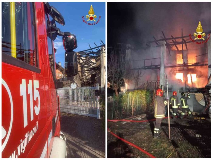 A fuoco un'abitazione di due piani a Cellio con Breia FOTO A fuoco un'abitazione di due piani a Cellio con Breia FOTO