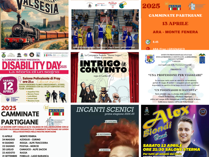 I consigli del fine settimana di valsesianotizie.it, gli eventi dall'11 al 13 aprile 2025 I consigli del fine settimana di valsesianotizie.it, gli eventi dall'11 al 13 aprile 2025