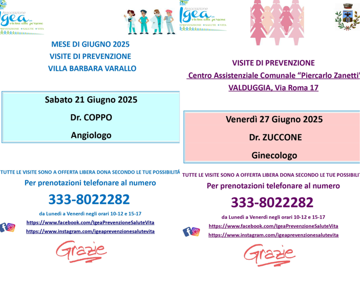 Prevenzione gratuita con l’associazione Igea: visite mediche a Valduggia e Varallo Prevenzione gratuita con l’associazione Igea: visite mediche a Valduggia e Varallo