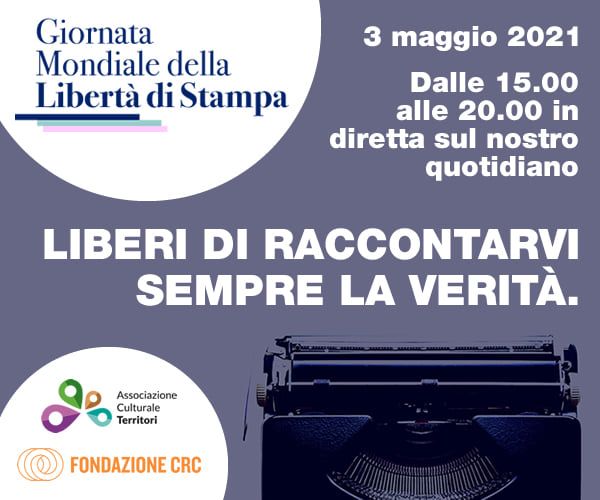 3 maggio - Giornata Mondiale della Libertà di Stampa: ConversAzioni con giornalisti, editori, influencer e scrittori. Spicca la ConversAzione con Corrado Augias. On line sui nostri quotidiani 3 maggio - Giornata Mondiale della Libertà di Stampa: ConversAzioni con giornalisti, editori, influencer e scrittori. Spicca la ConversAzione con Corrado Augias. On line sui nostri quotidiani