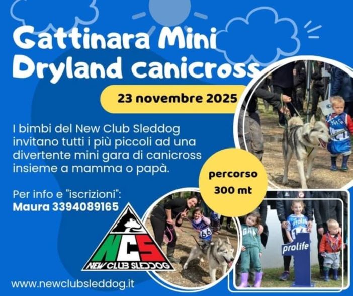 Gattinara, il 23 novembre arriva il Mini Dryland Canicross per bambini