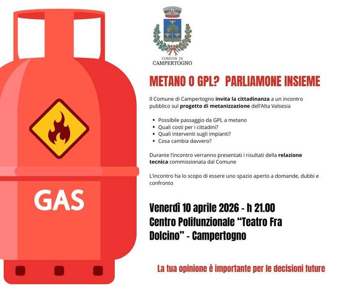 Campertogno, incontro pubblico sul progetto di metanizzazione dell’Alta Valsesia: appuntamento il 10 aprile Campertogno, incontro pubblico sul progetto di metanizzazione dell’Alta Valsesia: appuntamento il 10 aprile