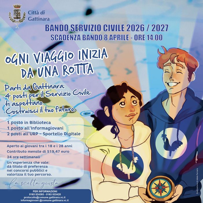 Gattinara cerca giovani per il Servizio civile 2026: disponibili 4 posti tra Biblioteca, Informagiovani e Sportello digitale Gattinara cerca giovani per il Servizio civile 2026: disponibili 4 posti tra Biblioteca, Informagiovani e Sportello digitale