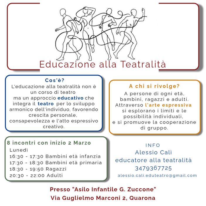Quarona, parte il percorso di “Educazione alla Teatralità” con incontri per bambini, ragazzi e adulti Quarona, parte il percorso di “Educazione alla Teatralità” con incontri per bambini, ragazzi e adulti