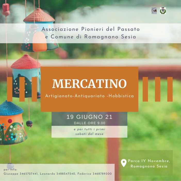 Romagnano: Dal 19 giugno e per tutti i primi sabati del mese tutti al mercatino