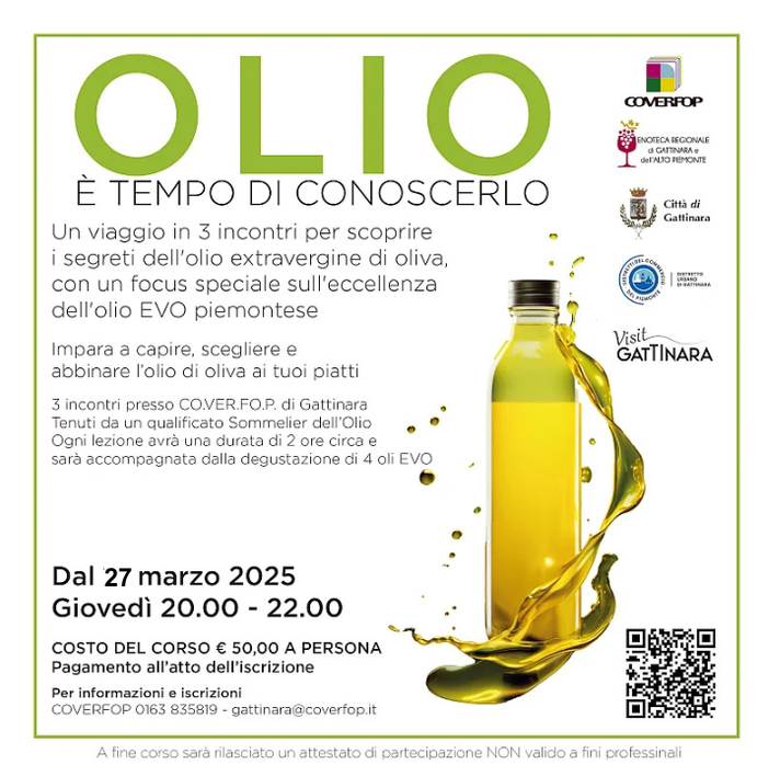 Gattinara, ultimo incontro giovedì 27 marzo per “Olio: è tempo per conoscerlo”.