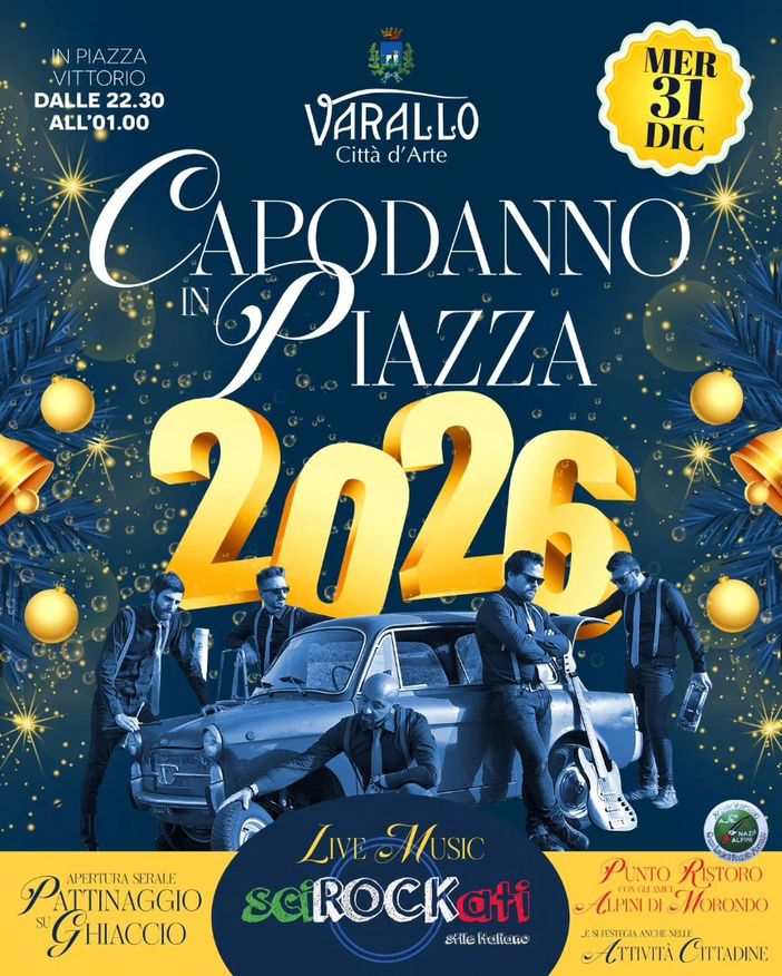 Capodanno in Piazza a Varallo: musica dal vivo, pattinaggio e brindisi per salutare il 2026