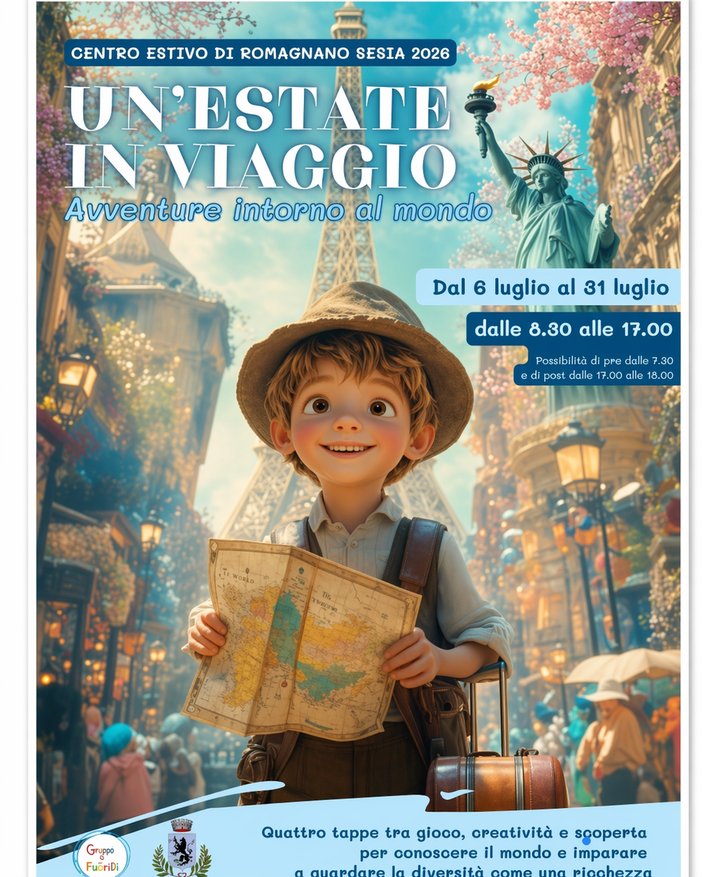 A Romagnano Sesia il centro estivo 2026 guarda al mondo: a luglio un mese tra giochi, gite e scoperte A Romagnano Sesia il centro estivo 2026 guarda al mondo: a luglio un mese tra giochi, gite e scoperte