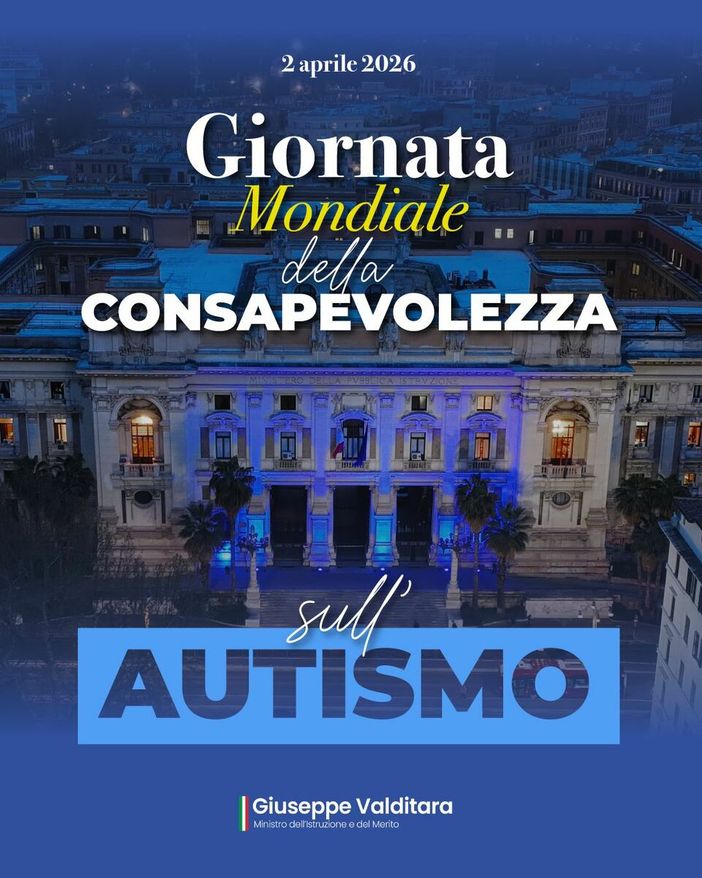 2 aprile, Giornata Mondiale della Consapevolezza sull’Autismo, Valditara: "Ogni differente individualità deve essere riconosciuta e valorizzata" 2 aprile, Giornata Mondiale della Consapevolezza sull’Autismo, Valditara: "Ogni differente individualità deve essere riconosciuta e valorizzata"