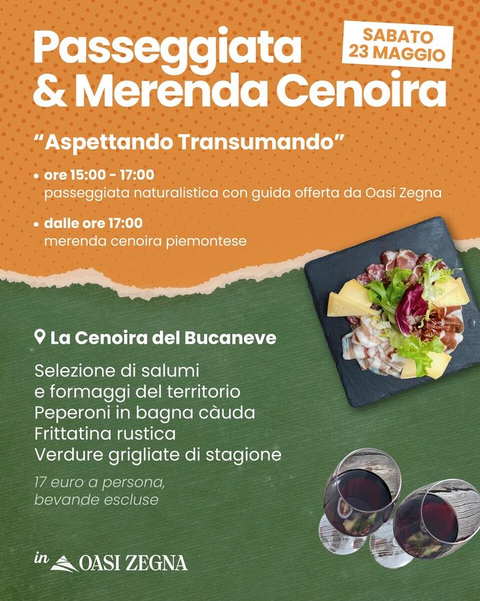 All’Oasi Zegna un pomeriggio tra sentieri, racconti e sapori autentici, ci sarà anche la Merenda Cenoira All’Oasi Zegna un pomeriggio tra sentieri, racconti e sapori autentici, ci sarà anche la Merenda Cenoira