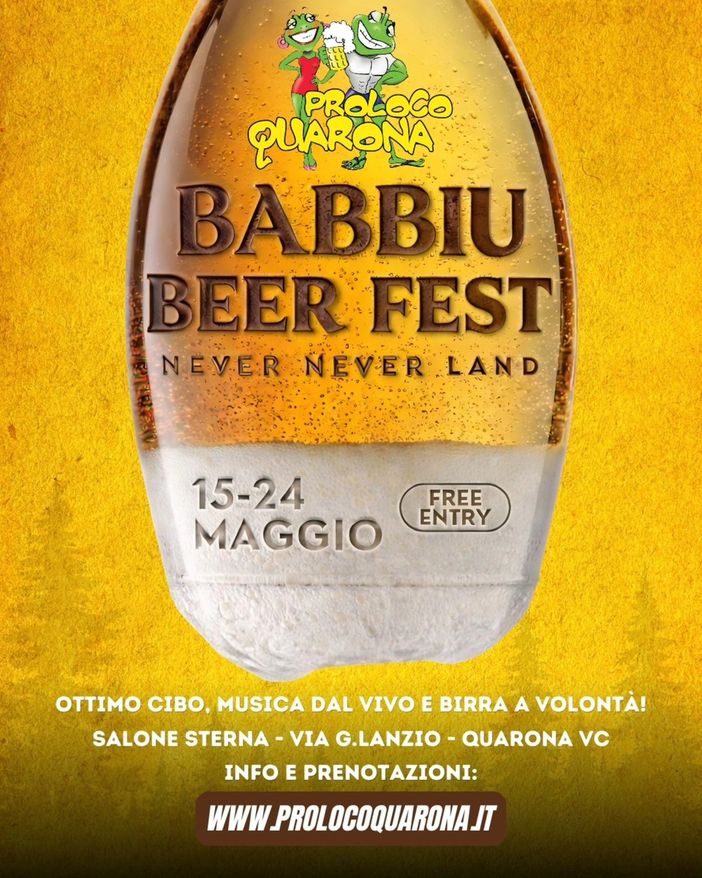 Babbiu Beer Fest a Quarona: dieci giorni tra birra, musica e serate a tema Babbiu Beer Fest a Quarona: dieci giorni tra birra, musica e serate a tema