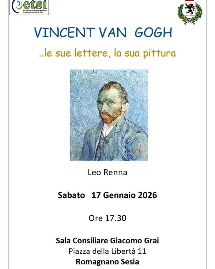 A Romagnano Sesia un incontro su Van Gogh tra lettere e pittura con Leo Renna A Romagnano Sesia un incontro su Van Gogh tra lettere e pittura con Leo Renna