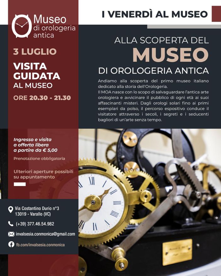 A Varallo una visita serale alla scoperta del Museo di Orologeria Antica