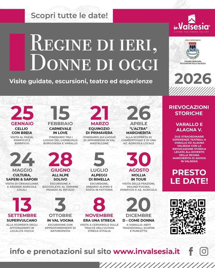 Cellio con Breia inaugura “Regine di ieri, Donne di oggi”: dodici appuntamenti al femminile per scoprire la Valsesia