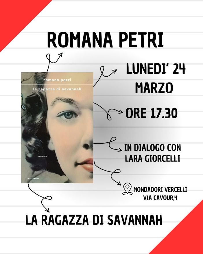 Vercelli: si presenta il libro “La ragazza di Savannah” presso il Mondadori Bookstore. Vercelli: si presenta il libro “La ragazza di Savannah” presso il Mondadori Bookstore.