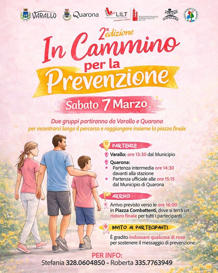 Varallo e Quarona unite per “In Cammino per la Prevenzione”: una passeggiata per ricordare che la salute conta