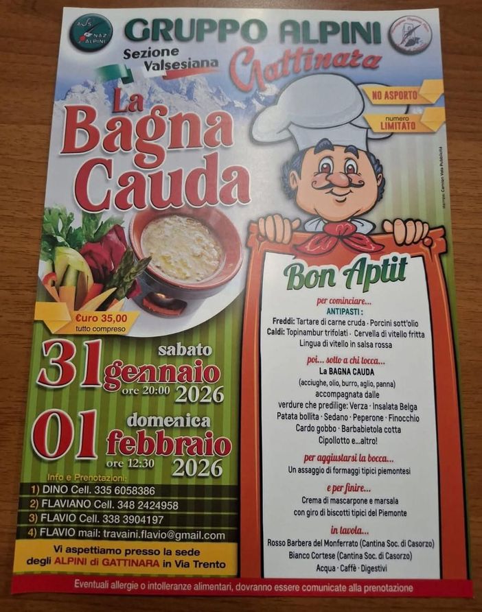 Gattinara celebra la Bagna Cauda: due appuntamenti con gli Alpini della Sezione Valsesiana