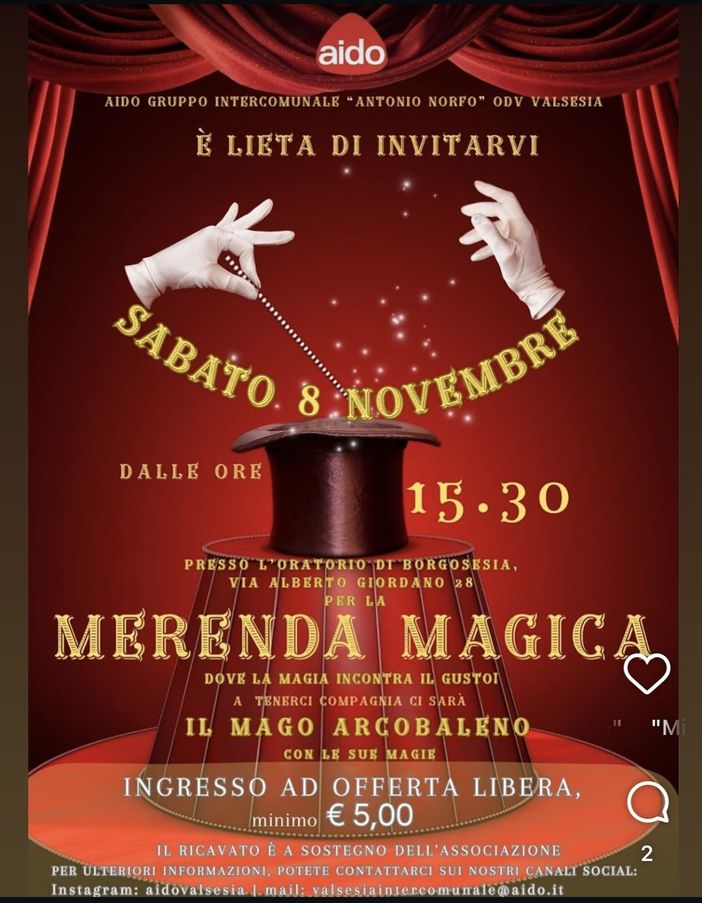 Borgosesia, un pomeriggio di magia e solidarietà con AIDO Valsesia Borgosesia, un pomeriggio di magia e solidarietà con AIDO Valsesia