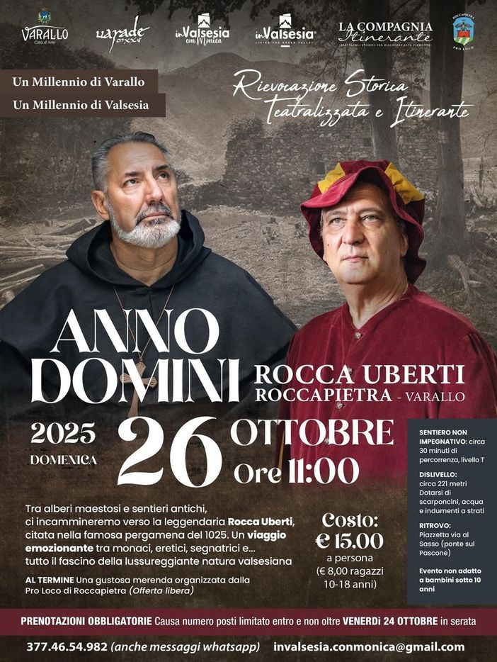 Varallo, alla Rocca Uberti torna “Anno Domini”: la rievocazione storica itinerante tra natura e leggenda