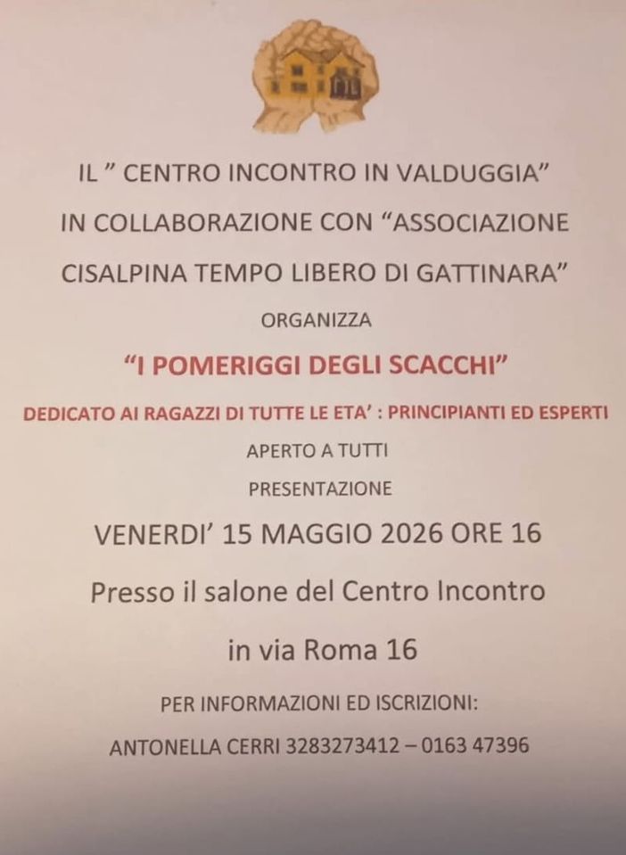 Valduggia, al Centro Incontro arrivano “I pomeriggi degli scacchi” Valduggia, al Centro Incontro arrivano “I pomeriggi degli scacchi”